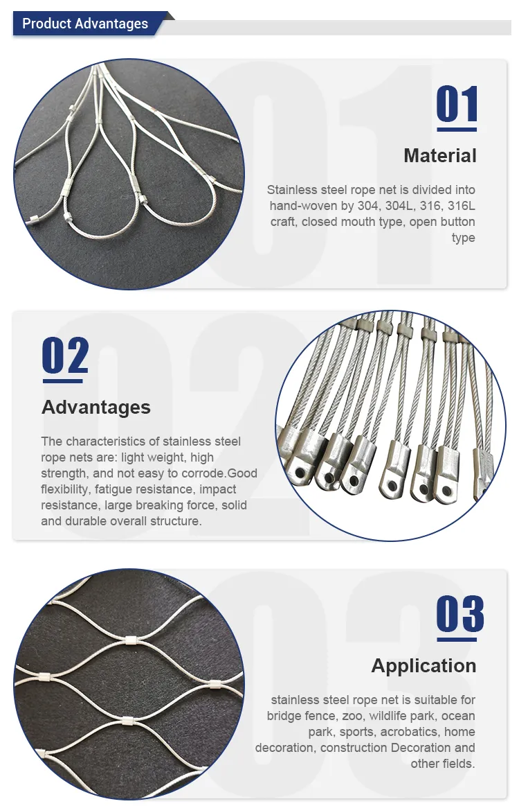 Stainless Steel Wire Rope Mesh 100x100mm For Garden