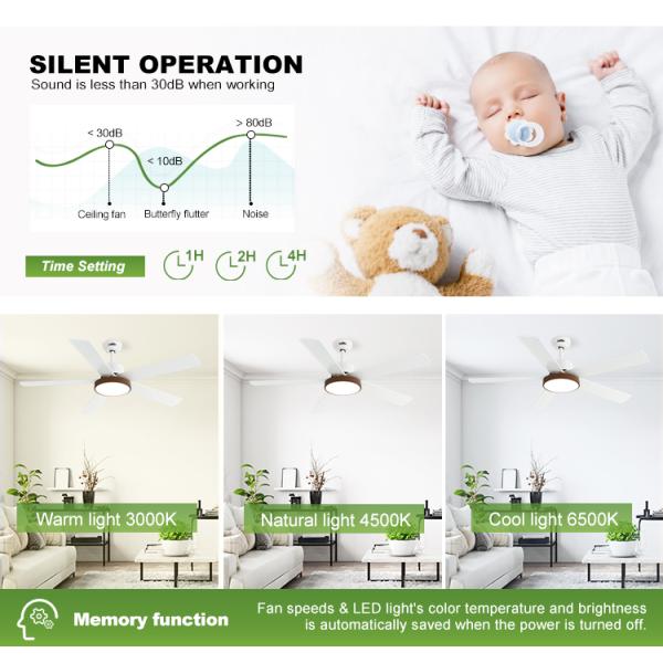 1stshine/OEM Logotipo Ventilador de teto de lâminas de MDF com iluminação LED e motor DC