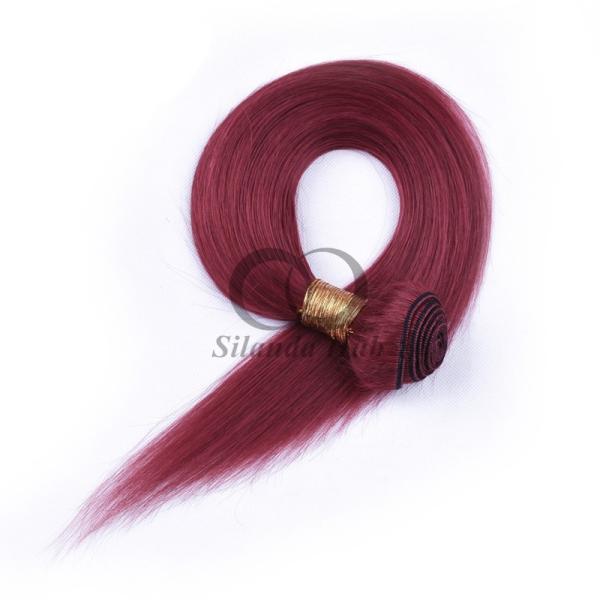 Burgundy Straight Remy Human Hair Bundles Sew In Weave Bundles Brazilian Bundle Deals