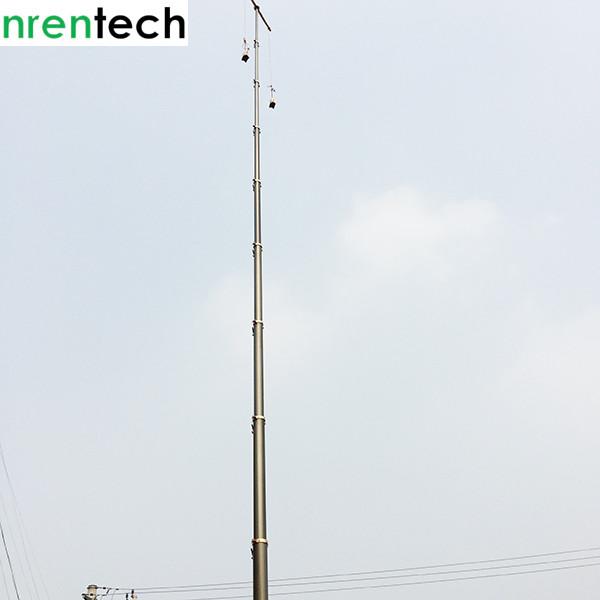 lockable pneumatic telescopic mast 25m-350kg payloads-NR-5.2-25-350L-8S-160-335-mobile telecommunication antenna tower
