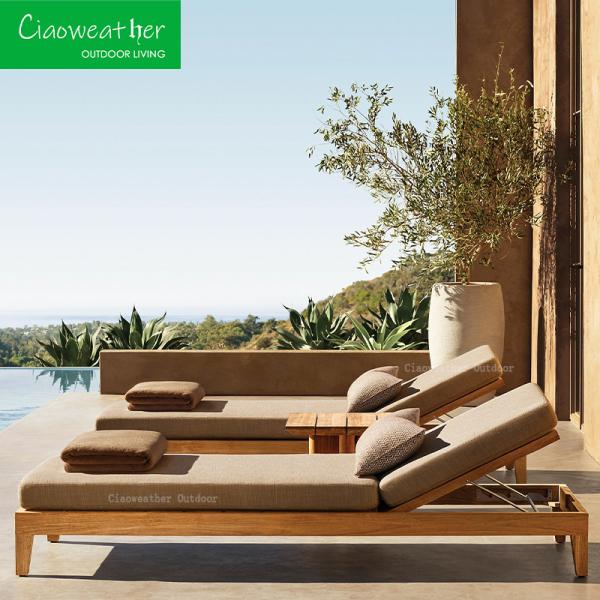 Meubles d'extérieur modernes Jardin extérieur Chaise en bois de teck pour villa imperméable Cour de plage piscine fauteuil salon