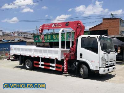 ISUZU 700P ELF Cargo Crane Truck 4X2 190hp Straight Arm 5 ton