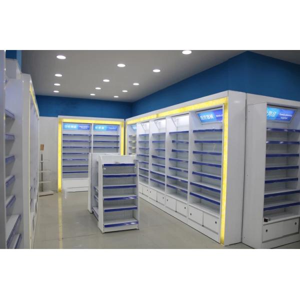 Дизайн светлых блоков шельвинг фармации обязанности одиночных бортовых розничных элегантный