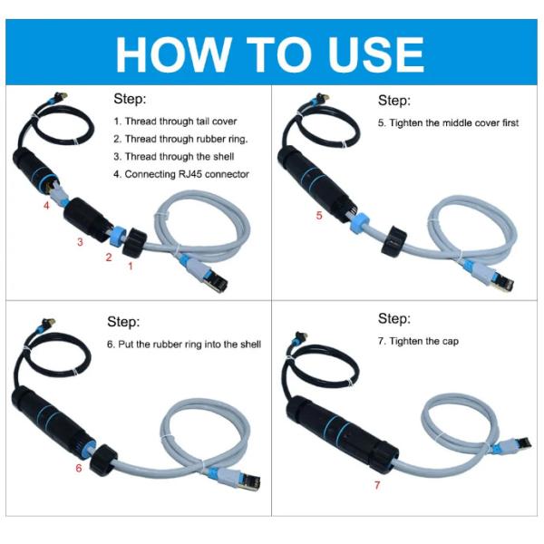Outdoor IP68 Inline Waterproof Connector CAT6 STP Female To Female