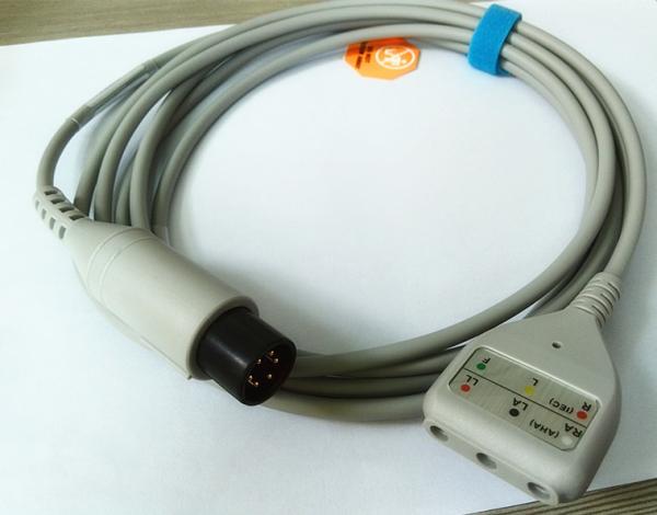 Common 3 Lead 5 Lead ECG Cable Set , LL / Din Style ECG Trunk cable