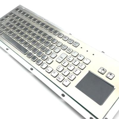 KIOSK IP65 / IK07 Waterproof Stainless Steel Industrial Keyboard With Touch Pad Rear Panel Mounted -40℃