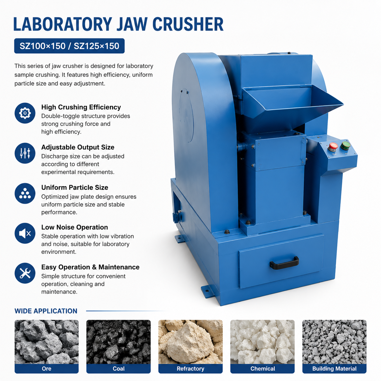 Mining Laboratory Jaw Crusher with Adjustable Output Size and Stable Performance