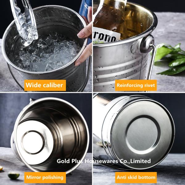 0.8L Promotion outdoor stainless steel ice bucket with handle for bar metal champagne beer wine keg cooler