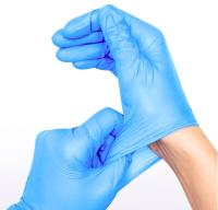 Gants jetables respirables de haute qualité en gros bleus pour la protection de main