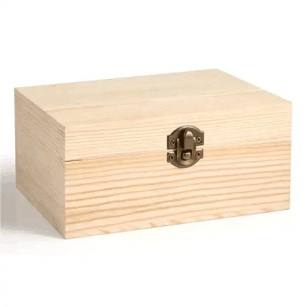Hot Sale Customized Unfinished Pine Wood Box Natural DIY Craft Stash Boxes with Hinged Lid and Front Clasp