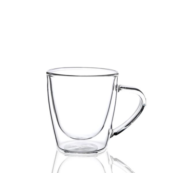 Heat Resistant 200ml Coffee Glass Mug Double Wall With Handle