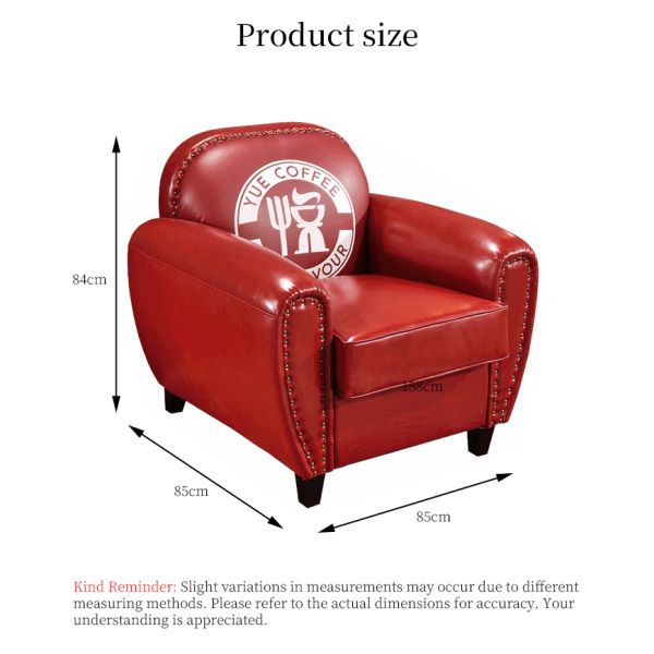 Nidea #8956-1 American Retro Handmade Armchair Sofa with Genuine Leather Seat Antique High Back Design for Living Room Bedroom Hotel Cafe Bar