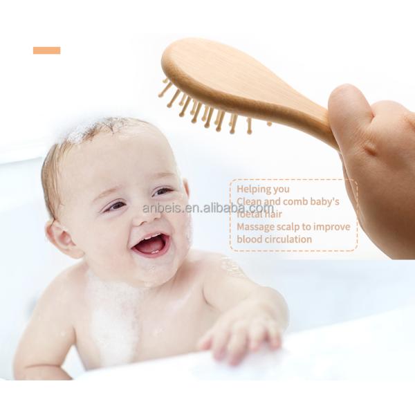 Customized Wood Baby Brush Set With Soft Bristles Natural Goat Hair 4Pcs