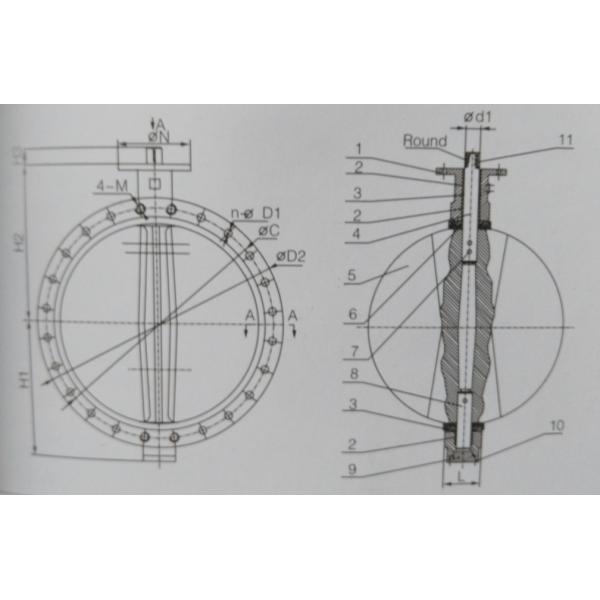 Cast Iron Centerline Butterfly Valves , ISO 5211 U Type Flanged Butterfly Valve