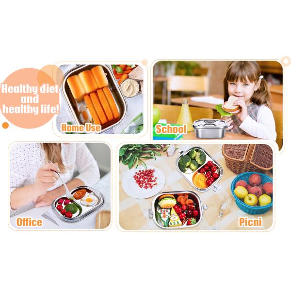 Stainless Steel Bento Box Metal Lunch Box Containers Leak-proof For Adults Dual Tiers Metal Lunch Box Container
