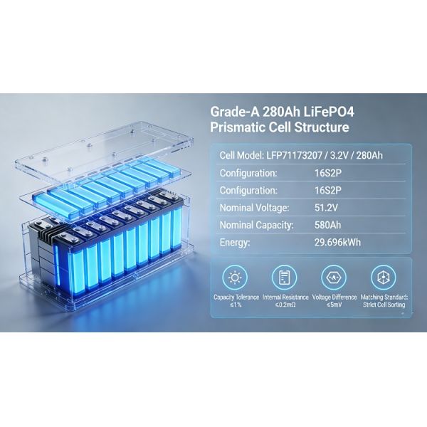 30kWh LiFePO4 Battery for Solar Energy Storage System | 51.2V Lithium Battery for Home and Commercial Backup Power