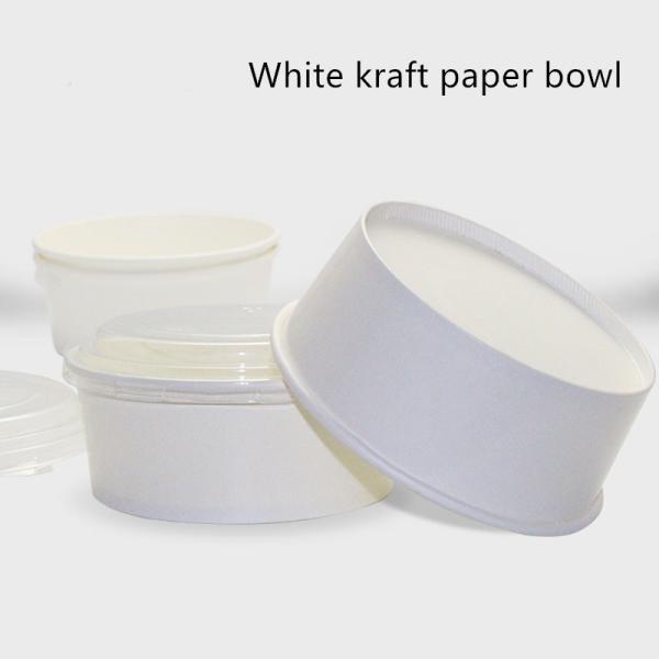 500ml 750ml 1000ml 1300ml Disposable White Kraft Paper Bowl For Salad
