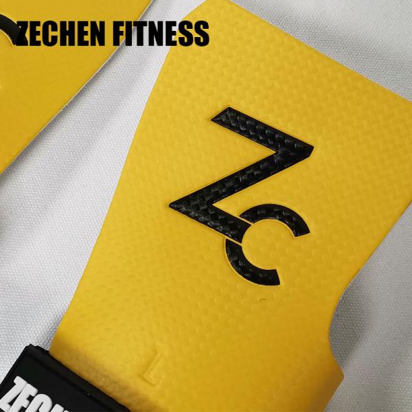 Yellow Fingerless Crossfit Grips Carbon Fiber Leather Fitness Palm Protect Pull Up Grips
