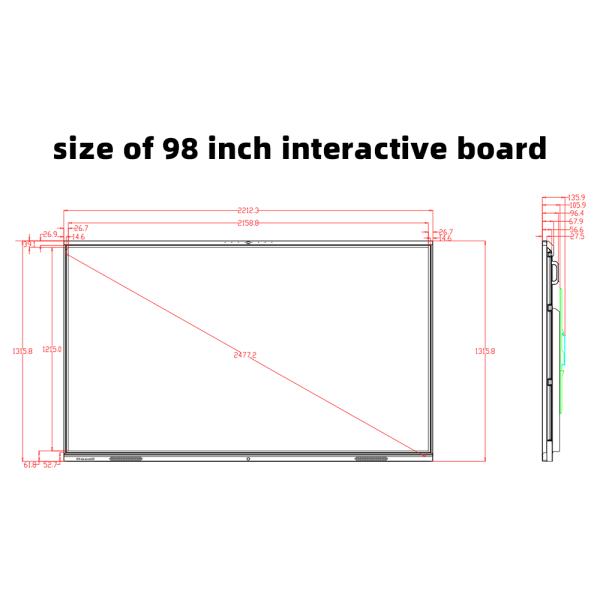 98 Inch 20 Point Multi Touch Interactive Digital Board with Built in Speakers Microphone for Video Conference