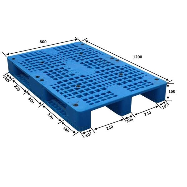 Single Faced HUADING 1200*800*150mm Heavy Duty Grid Surface Plastic Pallet Reinforced