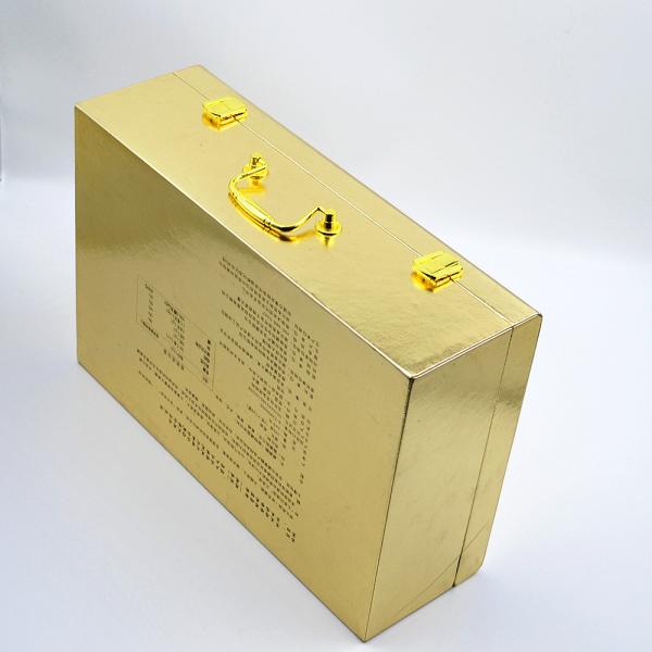 Hinged Wood Luxury Gift Boxes 300g Golden Handle Packaging For Health Care