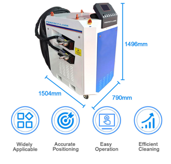 Perfect Laser 1000W 1500W 2000W 3000W Handheld Double-head Metal Materials Carbon Steel Plates Fiber Laser Cleaning Machine