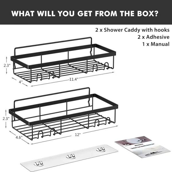 Home Farmhouse Wall Inside Organization and Storage Decor Accessories Shower Caddy Shelf Organizer Rack
