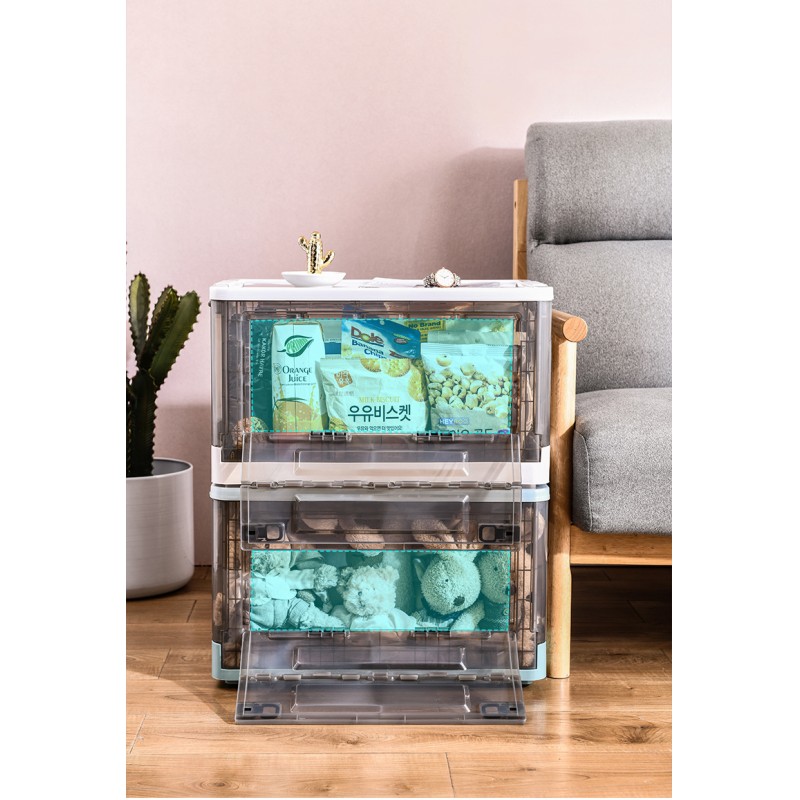 Large Capacity Foldable Storage Box Plastic Acrylic Book Bin Durable Transparent Snack Toy Organizer Collapsible Crate