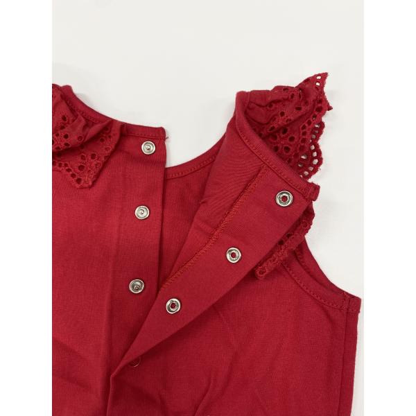 Cotton Lace Neckline Sleeveless Baby Romper Printed Flowers