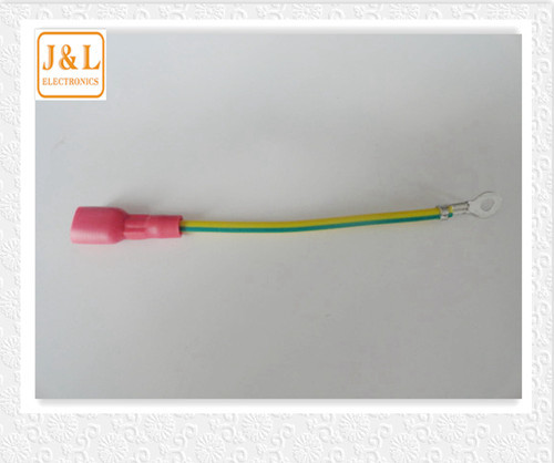 High quality wire harness UL1015# yellow note green+3.2 round end +250 insulation end