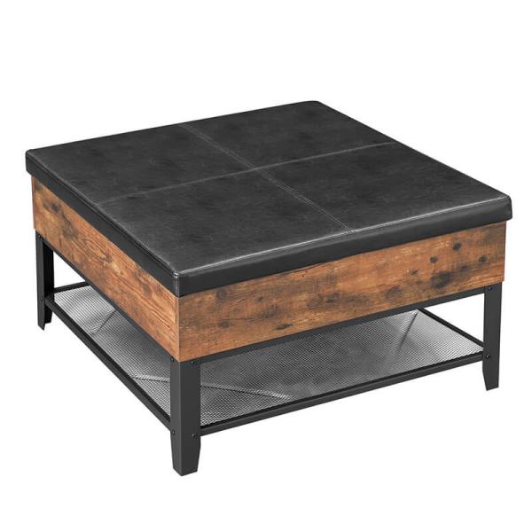 Ottoman Coffee Table For Sale, Storage Coffee Table, Rustic Brown Coffee Table, ULCT77BX