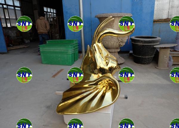 metal mirror effect fiberglass elephant head statue/sculpture as decoration in hotel mall supermarket
