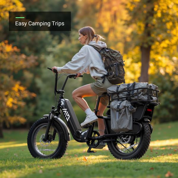 Family Electric Long Tail Cargo Bike for Kids, Pets, Large Capacity, Foldable, Urban Commute  Transport, Pedal Assist