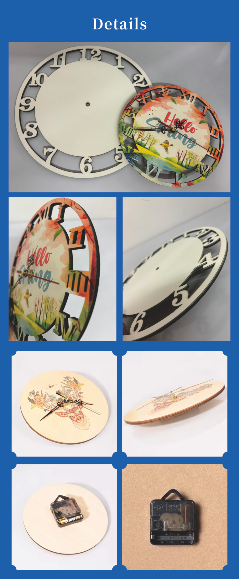 ZELOYAUT Sublimation MDF Round Clocks Blank Wooden Wall MDF Clock DIY Personalized Custom Logo Print Sublimation Blank