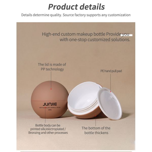 200g Contenedor de Exfoliante Corporal en Forma de Bola, Frascos para el Cuidado de la Piel, Tarro de Plástico para Crema Cosmética con logotipo, Tarro de Paja de Trigo Biodegradable