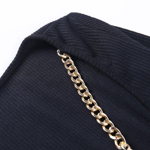 Metal Chain Sexy Women Dresses , Backless Long Sleeve Bodycon Dress