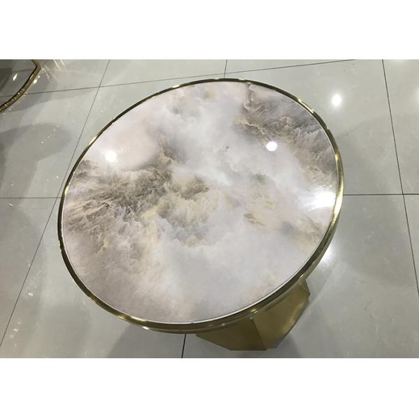 Anti Collision 60cm Stainless Steel Marble Coffee Table