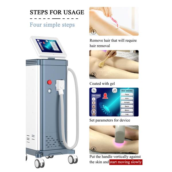 1~10Hz Frequency Hair Removal Machine 2 Year Maintenance Diode Laser 260J/CM2