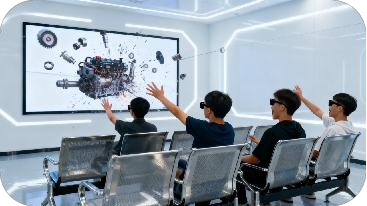 Passive Polarized 3D Large Screen Immersive 3D Display for School & University Education