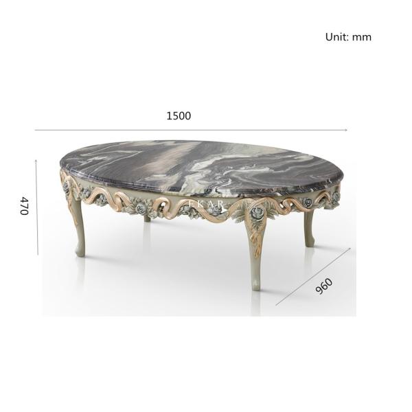 Italian Style Classic Carved Wood Marble Coffee Center Table Living Room Furniture For Sale