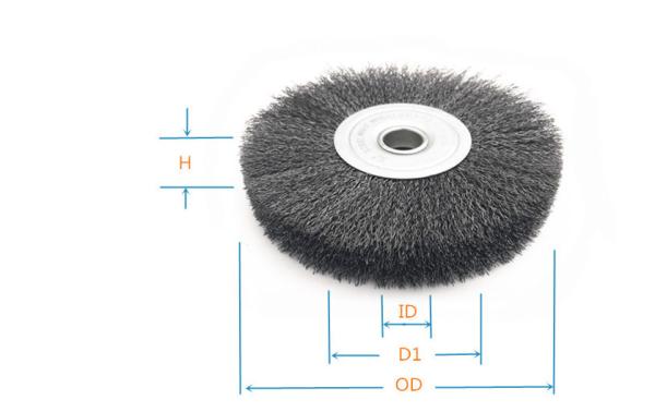 OEM ODM OD 200mm Deburring Crimped Wire Wheel Brush High carbon 0.3 mm steel wire material