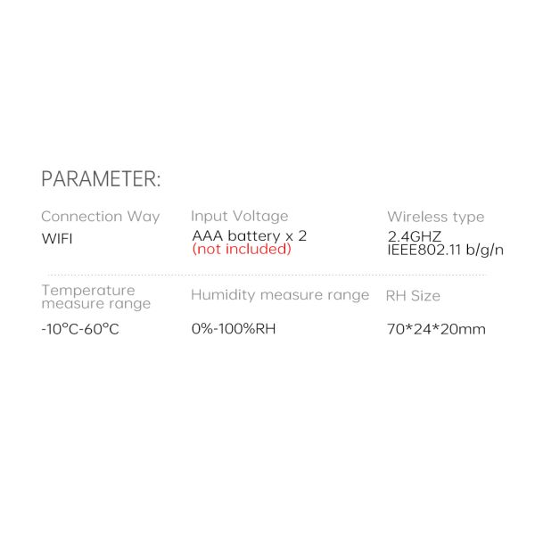 3V 2.4GHz Smart Home Sensors WiFi Temperature Humidity Data Logger