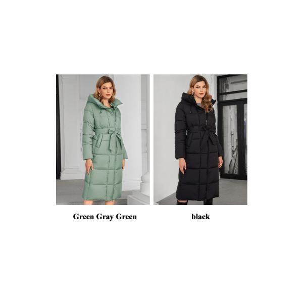 Длинное хлопковое пальто с капюшоном с уклоном и складками