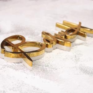 Gold Mirror Business Logo Signage Stainless Steel Lighted Storefront Signs