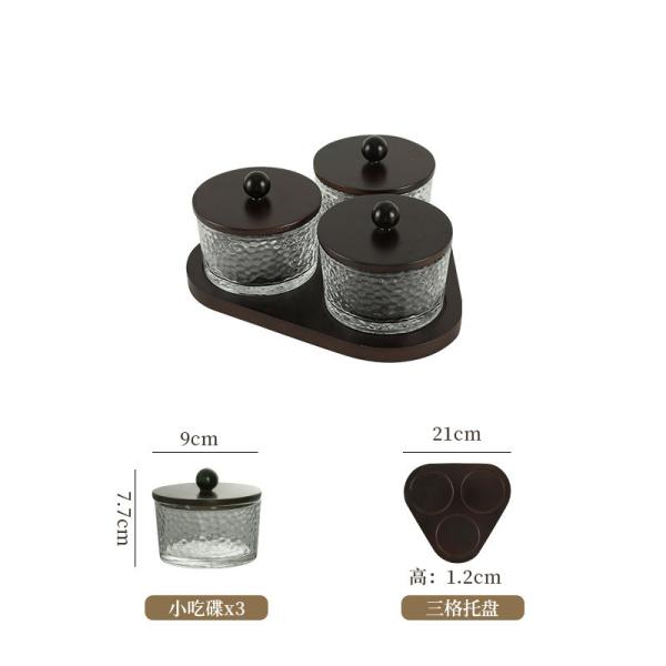 Container Set 4 Jars Glass Snack Container with Wooden Plate and Lid US