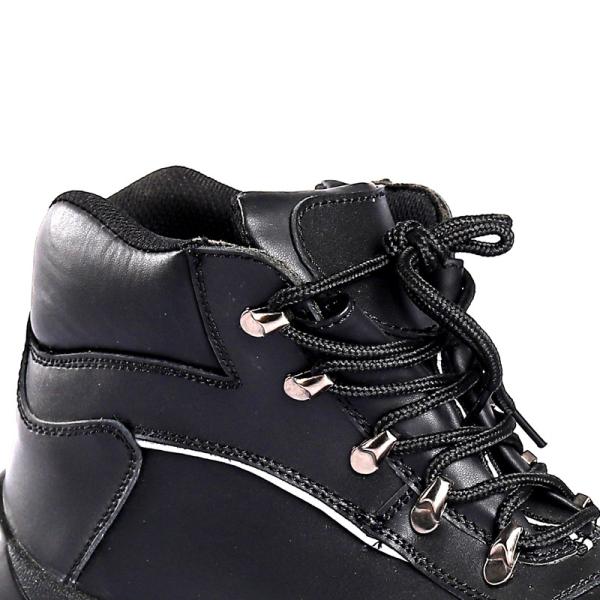 Genuine Leather Waterproof Safety Shoes Mid Cut Steel Toe Steel Plate Industrial Anti Slip Protective