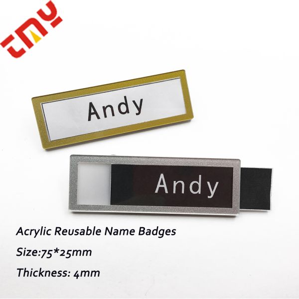 Name Badges With Window Custom PVC Acrylic Reusable Name Badges Magnetic Back