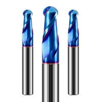 Coupeuse de fraisage sphérique en acier au tungstène de 65 degrés 2 avec revêtement nano bleu
