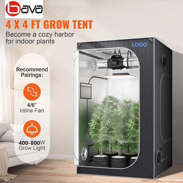 120x120x200cm Large Hydroponic Grow Tent 22mm Metal Pole 1680D Mylar 4x4 Plant Kit for Home Cultivation