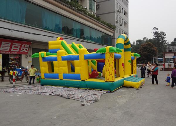 Safety 0.55mm PVC Tarpaulin Inflatable amusement park With Fish Shark
